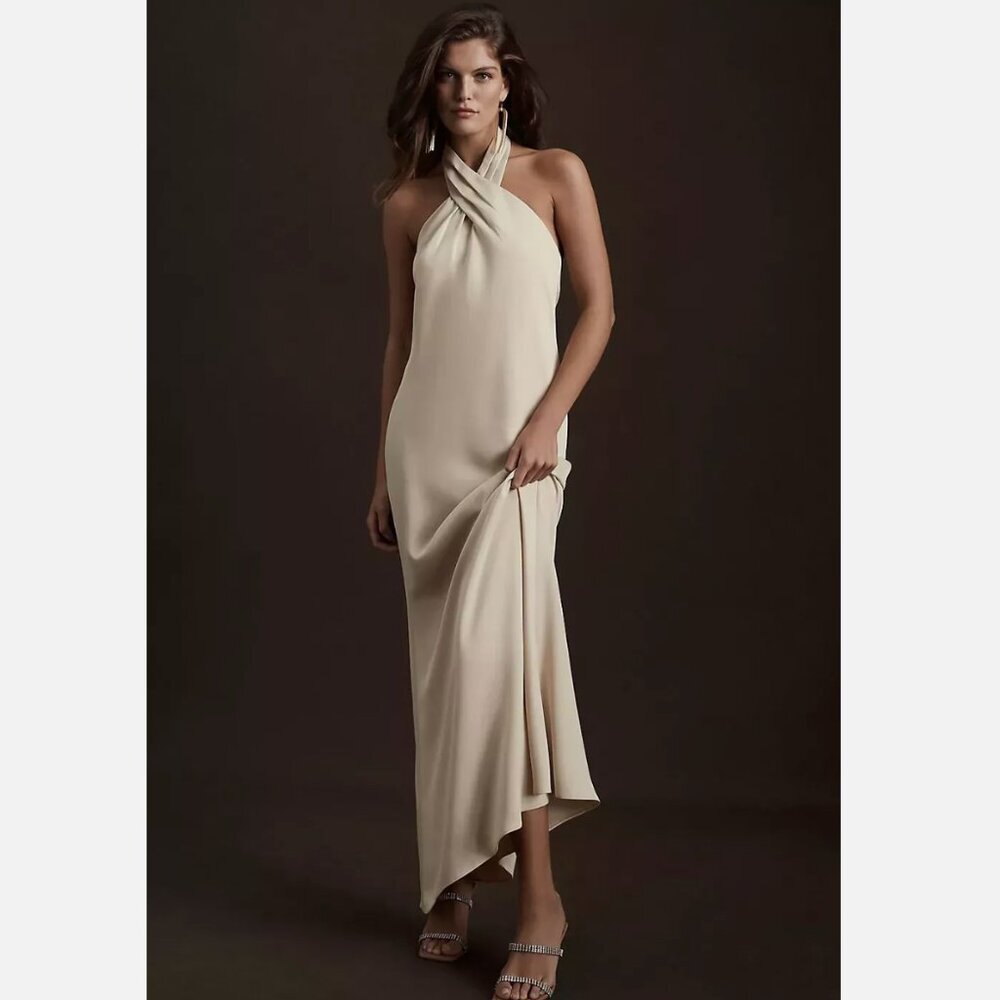 BHLDN Ruby Twist Halter Satin Gown